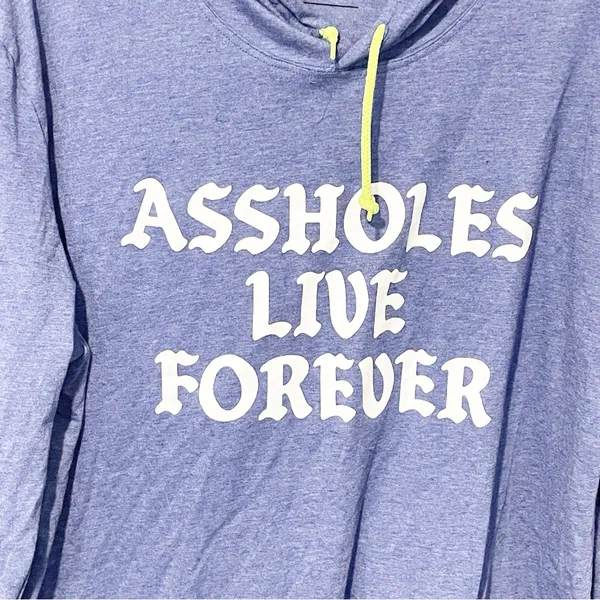 ALF A*sholes Live Forever Size XL Blue Hooded Pullover Lightweight Top‎ - Image 2