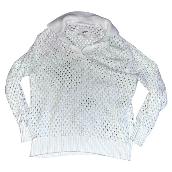 Aerie Open Knit Polo Sweater - Image 2