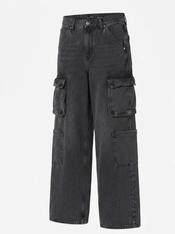 OLD NAVY Mid Rise Baggy Wide Leg Jeans 2 Black Wash EUC - Image 6