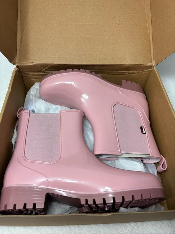 PLANONE Pink‎ Chelsea-Style Waterproof Ankle Rain Boots Size 6 - Image 10