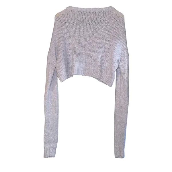 Reformation Wenda Merino Wool Alpaca Blend Crop Sweater Women's M Gray Soft Cozy - Image 4