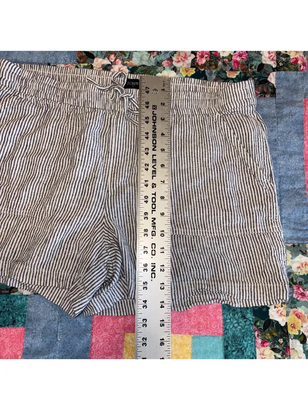 J.Crew $60 Womens M Striped 55% Linen Blend Comfort Lounge Casual Shorts Medium - Image 9