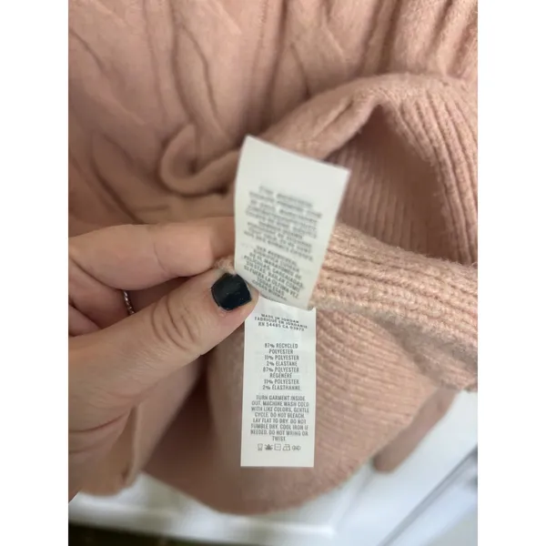 Aerie Dusty Pink unReal Cable Knit Crew Sweater S Cozy Oversized - Image 8