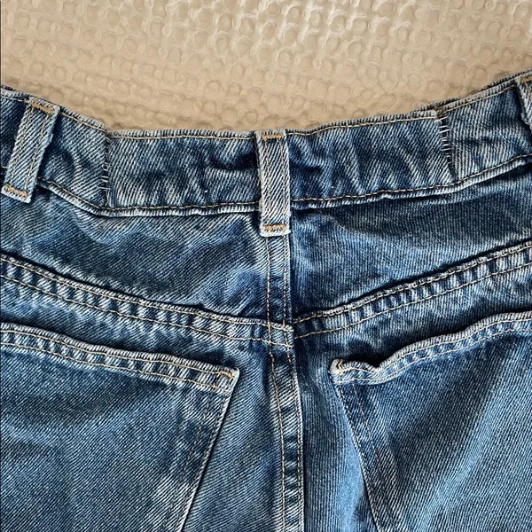 AMERICAN APPAREL Jeans Denim High Rise Cotton Shorts Cuffed Hem Size 24 *Altered - Image 3