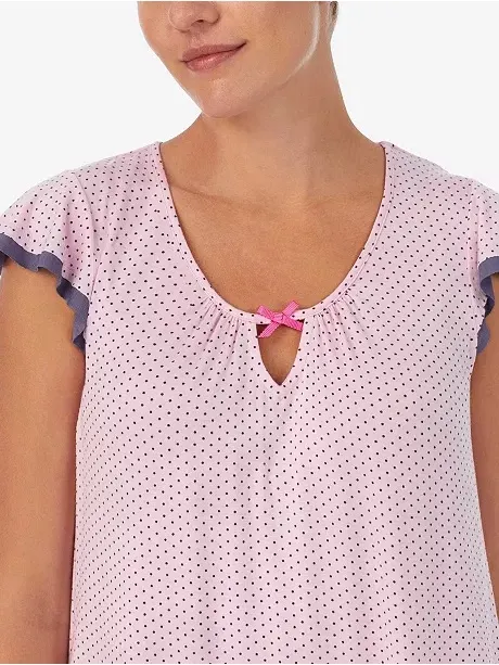 NWT Ellen Tracy Women's Short Sleeve 2 Piece Pajama Set PK/PRINT M - Image 3
