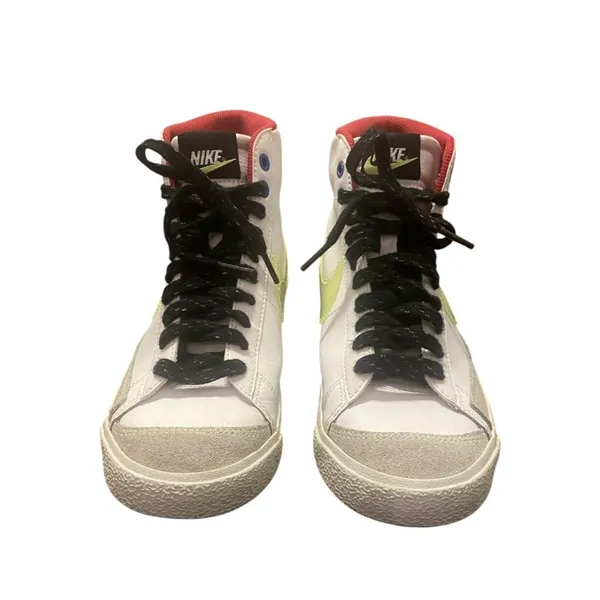 Nike Blazer Mid‎ 77 Youth Size 6.5Y White/Hyper Royal Volt/Hibiscus DV2234-100 - Image 2