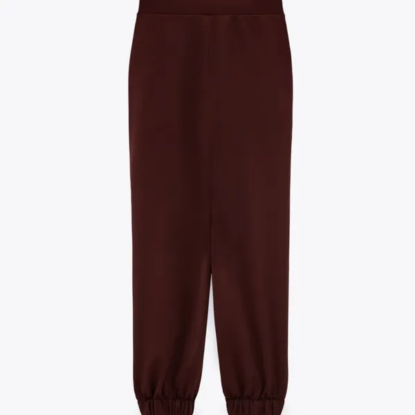 NWT Zara Serged Jogging Pants‎ In Brown Size Small - Image 7