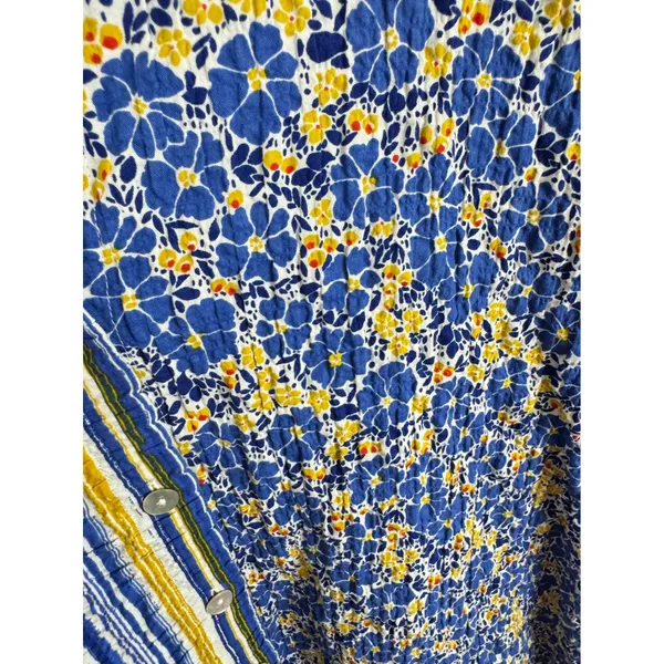 Habitat Clothes‎ to Live In Womens M Blue Yellow Floral Stripe Button Up Shirt - Image 3