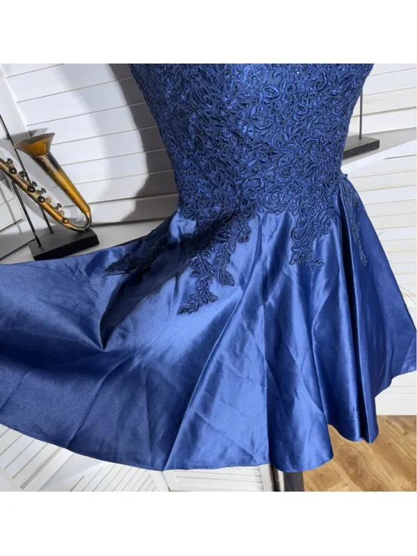 Vintage Y2K Dancing Queen USA mini prom dress 80s style blue floral beaded sz M - Image 5