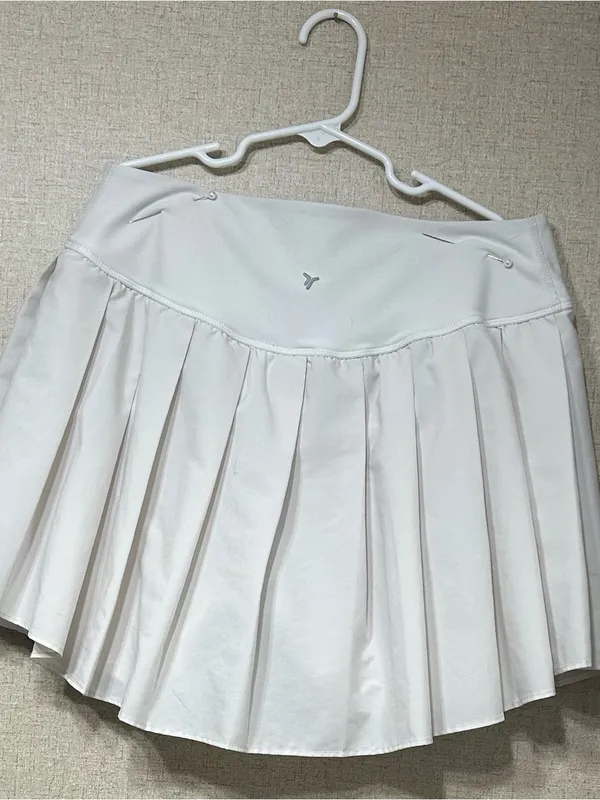 White Pleated Tennis Skirt with Built-In Shorts - Image 2