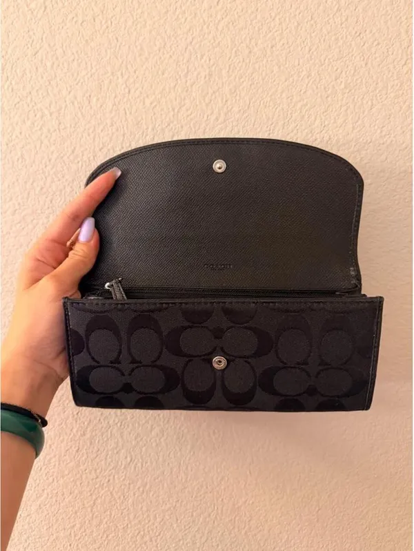 Black Coach Wallet with Silver Emblem - Image 2