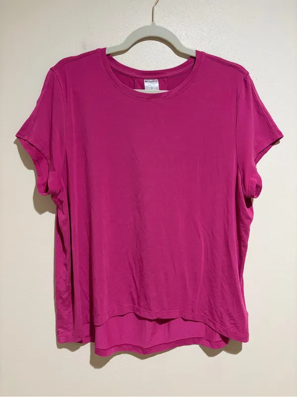 Athleta With Ease Tee Athletic Active Short Sleeve T-Shirt Hot Pink Size Small - Image 5