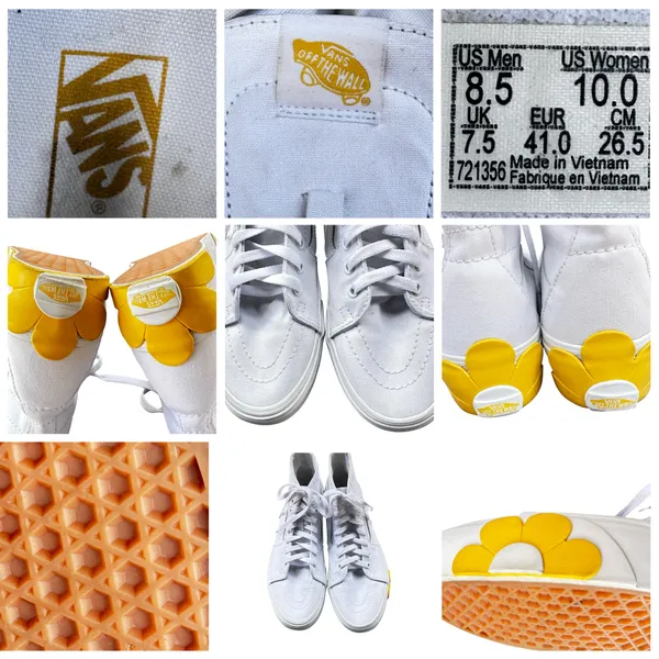 Vans Sk8-Hi Tapered Stackform White Yellow Flower Platform Womens 10 - Image 9