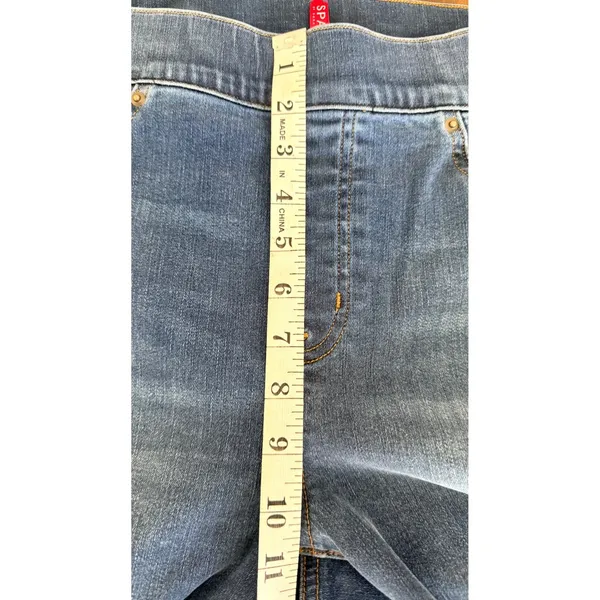 Spanx Jean-ish Ankle Leggings Medium Indigo Distressed Raw‎ Hem Tall Large L/G - Image 11