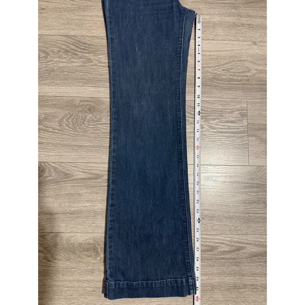 Gap Size 6 28R Women Wide Leg‎ Sailor Jeans Dark Wash Blue Denim Button Detail - Image 6