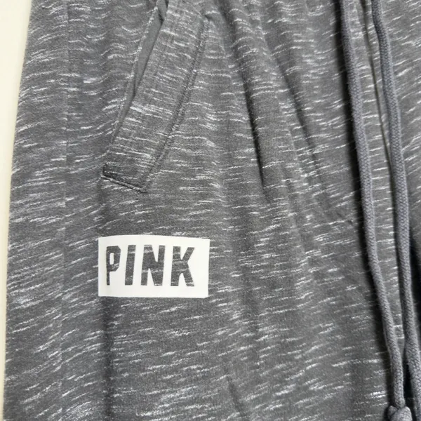 PINK Victoria's Secret y2k Women Cotton Sweatpants Small Gray Wide‎ Leg Baggy - Image 4