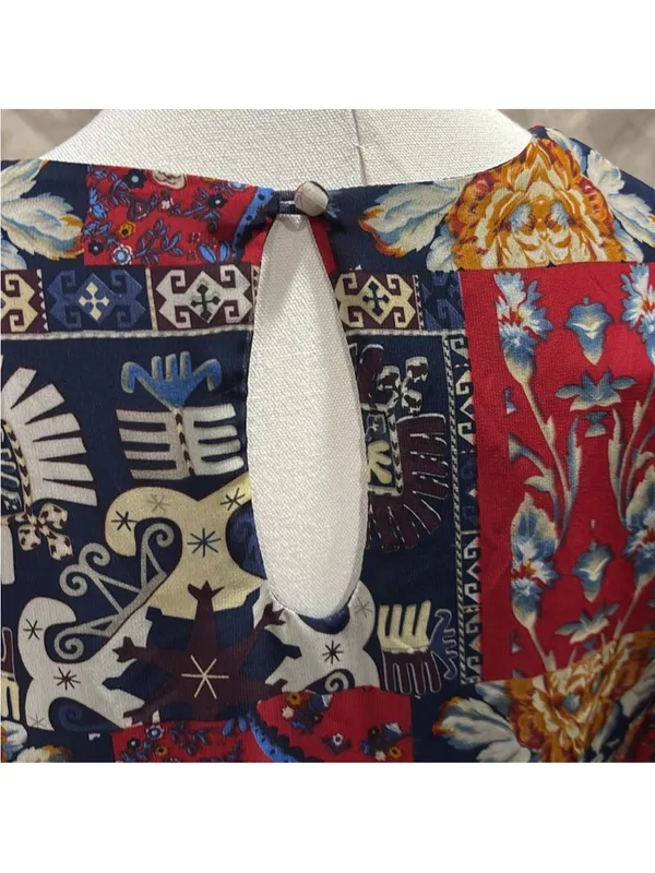 Altar'd State Red & Navy Boho Paisley Scoop-Neck Tunic - Image 6