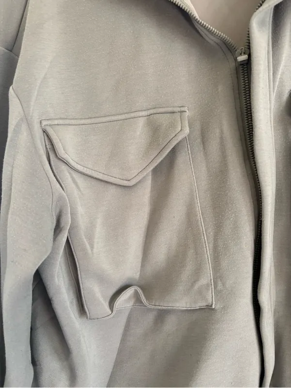 Yogalicious Light Gray Utility Jacket with Front Flap Pockets - Image 4