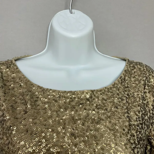 J. Crew Sequin Shirt Boat Neck 3/4 Sleeves Size XS Women Gold Christmas Top - Image 15