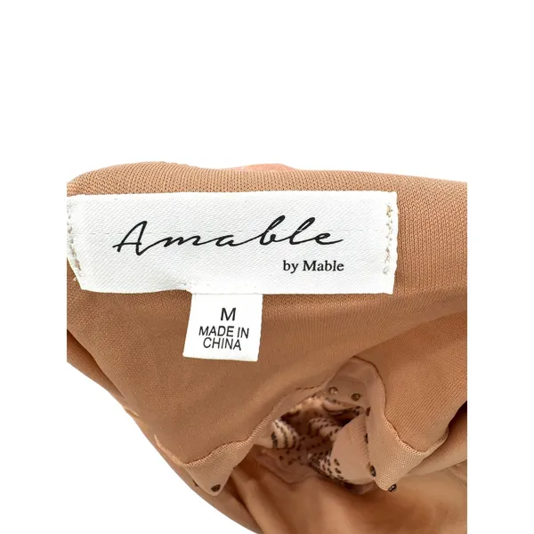 Amable by Mable Tan Rhinestone Mesh Two Piece Skirt‎ Set Party Cocktail - Image 4