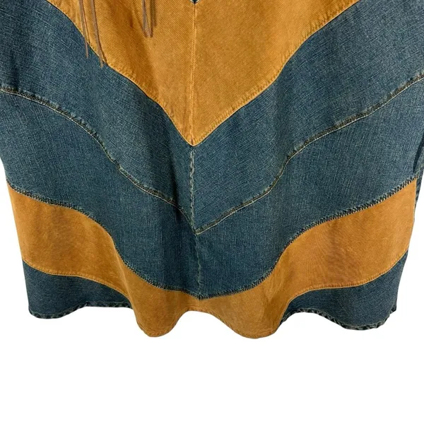 Vintage Y2K Jukebox Blue‎ Brown Maxi Skirt Velvet Boho Size 1X - Image 2