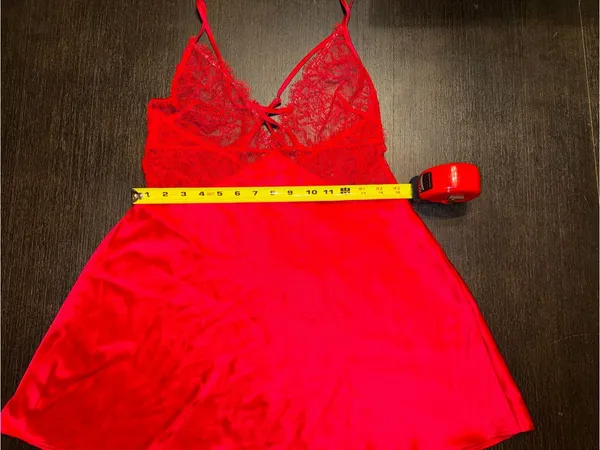 Victoria's Secret Negligee Satin Chemise Nightgown Red Lace Trim Bodice - Image 6