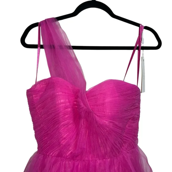 NEW NWT Mac Duggal Off The Shoulder Bustier Ball Gown In Magenta Pink - Image 4