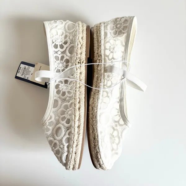 Universal Threads Celia White Floral Lace Mary Jane Espadrille Flats Women’s 10 - Image 4