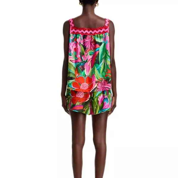 NWT FARM RIO Jardin De Reve Sleeveless Floral Tropical Blouse Tank Top Pink S - Image 5