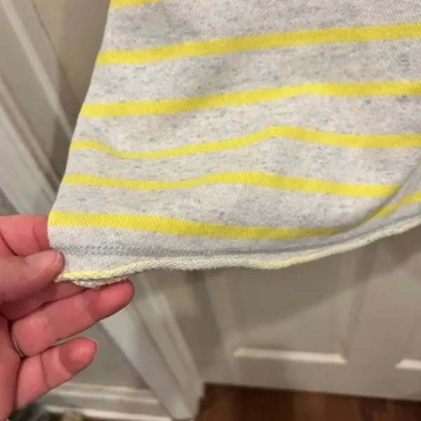 Gap Terry Cloth Crew Neck‎ Yellow and Gray Stripe Sweatshirt size Large - Image 3