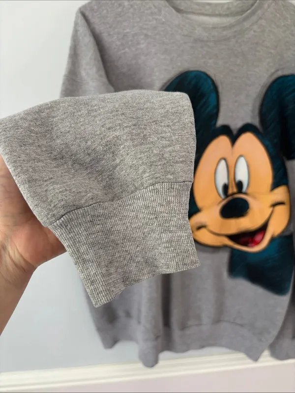 Vintage Mickey Mouse Disney Y2K Crewneck Sweatshirt Gray Unisex XL Vtg 2000s - Image 4