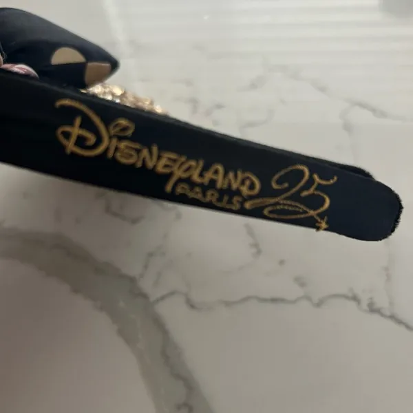 Disney Disneyland Paris Minnie Mouse Ears 25th Anniversary Gold Sequins Black NWOT - Image 2