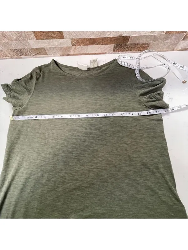 ST. Tropez West women basic t-shirt khaki olive cotton blend Sz XS - Image 5