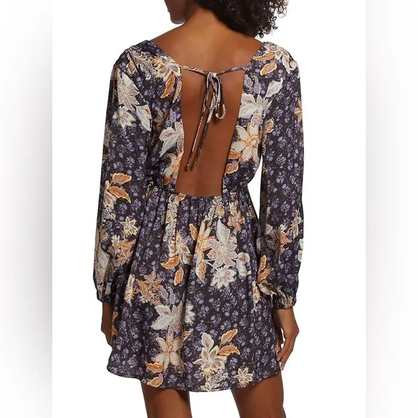 Free People Soli Mini Long Sleeve Satin Dress M - Image 3