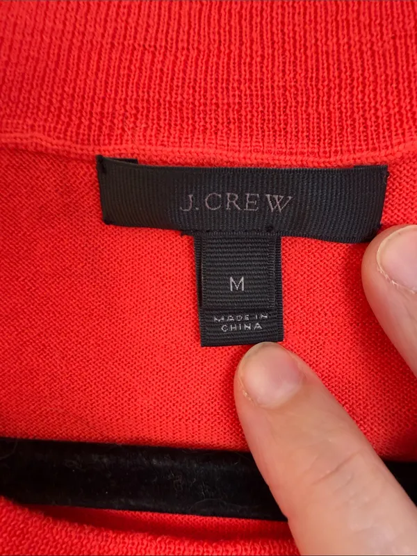 J crew Coral Sweater with Palm Tree Motif and merino wool size medium - Image 3