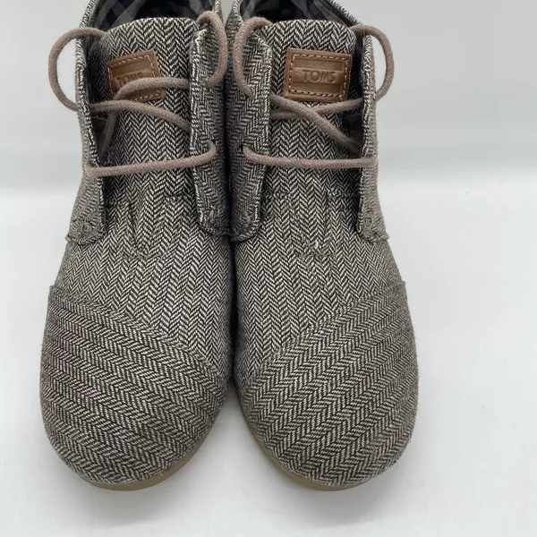 Toms Womens 7.5 Shoes Herringbone Print‎ Desert Ankle Bootie Brown Fabric Wedge - Image 3