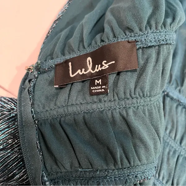 Lulus Smokeshow Teal Metallic Sleeveless‎ Mini Dress MEDIUM - Image 11