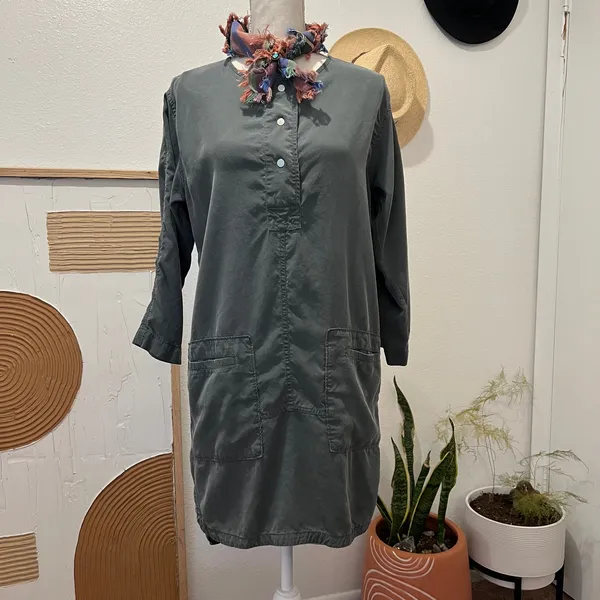 GAP Sage Green Linen Blend Utility Pockets Slip on Summer Dress Small - Image 9