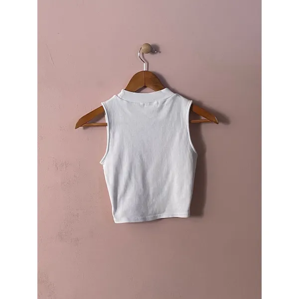 Supré White Mock Neck Crop Top Size S - Image 2