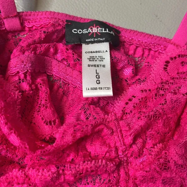 Cosabella Never Say Never Hot Pink Lace Unpadded Bralette Size L - Image 3
