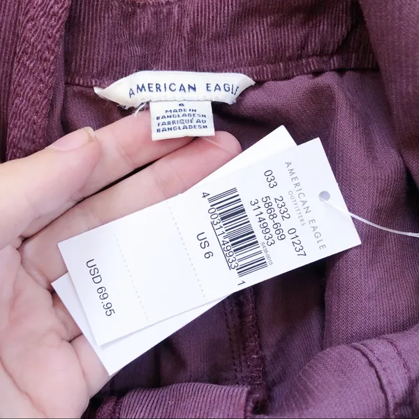 American Eagle • burgundy corduroy overall shorts romper shortalls maroon romper - Image 5