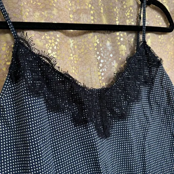 Avec Les Filles Navy Blue‎ Black Polka Dot Lace Camisole Top Medium - Image 3