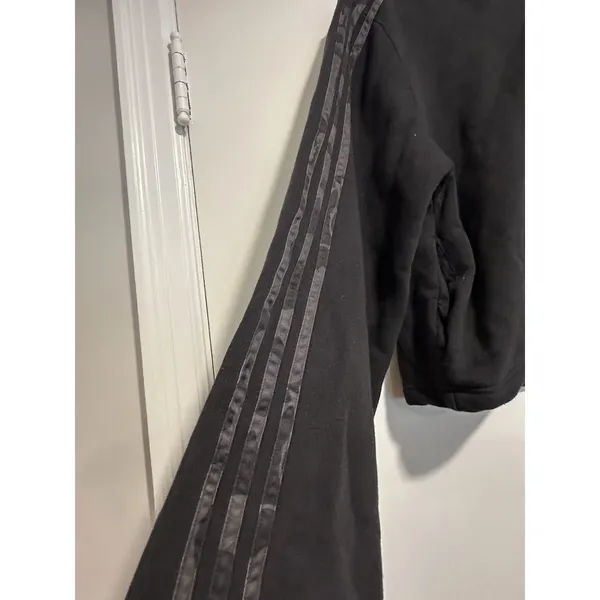 Adidas Athleisure Cropped Quarter Zip Hoodie Sz:M Black Camo Stripe Pullover - Image 11