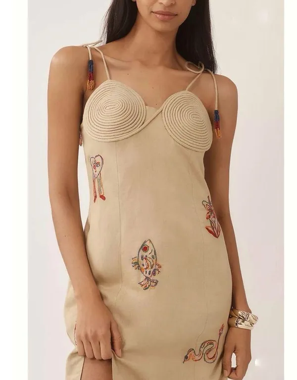 Farm Rio x Anthropologie Embroidered Linen Blend Dress NEW - Image 2