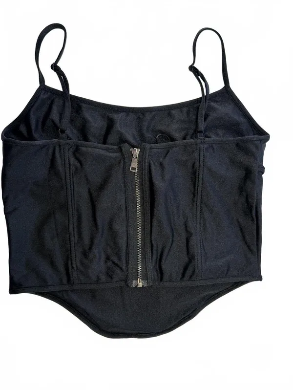 Forever 21 Black Corset Top Cropped Bustier Cami Sleeveless Streetwear Size L - Image 2