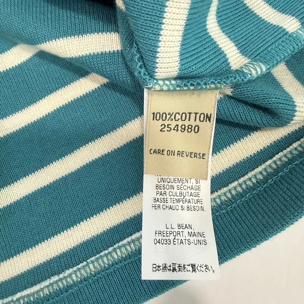 LL Bean Teal Striped Boat Neck 3/4 Sleeves Rib Knit Shirt Size XL - Image 9