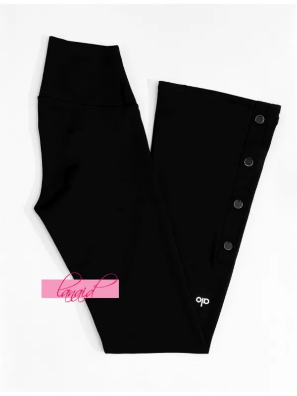 Alo Airlift High-Waist Game Changer Leggings Black Hi-Rise Button Bootcut Flare - Image 5
