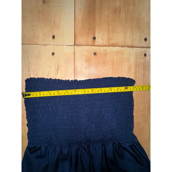 Navy Blue Strapless Ruffle Hem Satin Like Maxi‎ Dress Women Size M L - Image 4