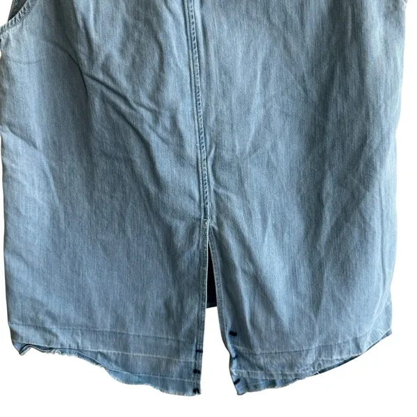 Rag & Bone Jean Kenton Top S Light Wash Chambray Denim Raw Hem V-Neck Sleeveless - Image 6