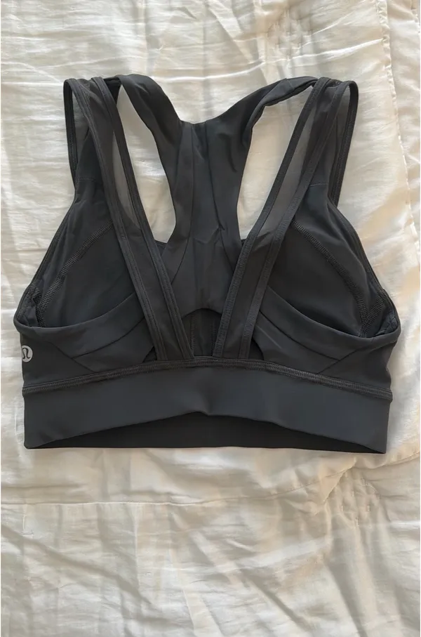 Lululemon Dark Grey Sports Bra strappy mesh size 2 - Image 2